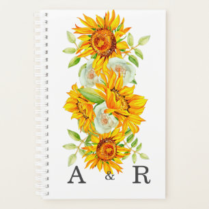 Gelbe Sonnenblume mit Personalisierter Monogramm Planer