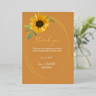 Gelbe Sonnenblume Moderne Florale Danke Folieneinladung
