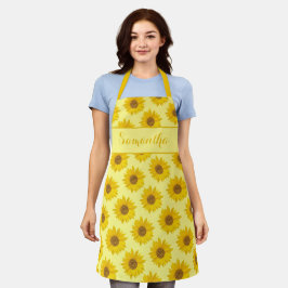 Gelbe Sonnenblume Muster Personalisierte Schürze