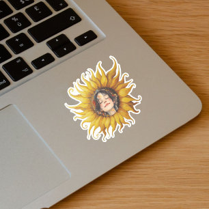 Gelbe Sonnenblume Niedlich Girls Gesichtsausdruck  Aufkleber