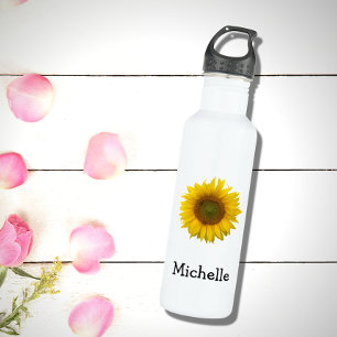 Gelbe Sonnenblume Niedliche Blüte Edelstahlflasche