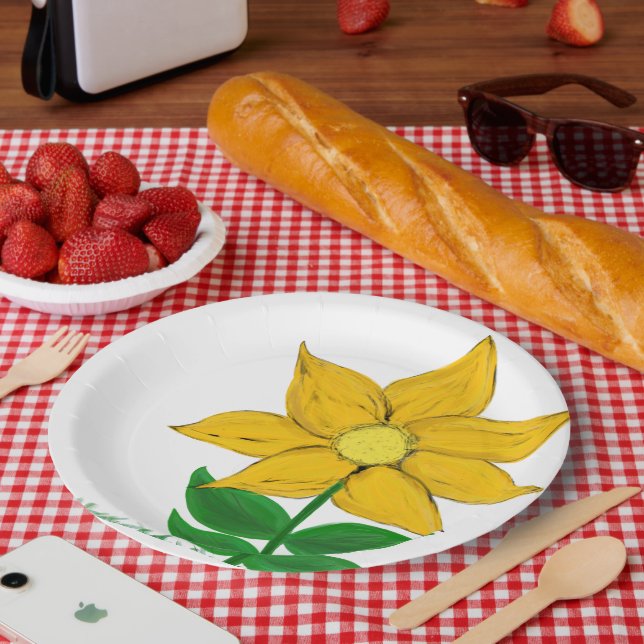 Gelbe Sonnenblume Pappteller (Picknick)