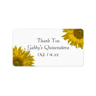 Gelbe Sonnenblume Quinceanera danken Ihnen, Adressaufkleber