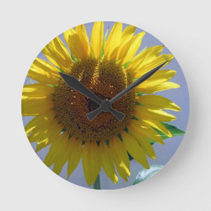 Gelbe Sonnenblume Runde Wanduhr