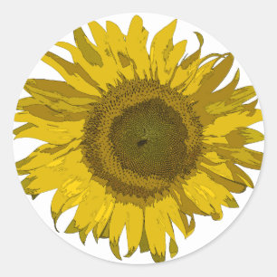 Gelbe Sonnenblume Runder Aufkleber