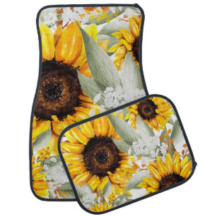 Gelbe Sonnenblume Rustikale Blume Autofußmatte