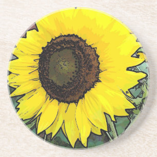 Gelbe Sonnenblume Sandstein Untersetzer