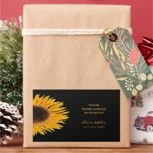 Gelbe Sonnenblume schwarzer Hintergrund Land rusti Rechteckiger Aufkleber