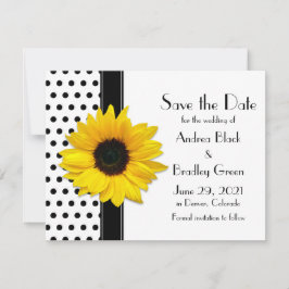 Gelbe Sonnenblume Schwarzer Polka Punkte Save the Date