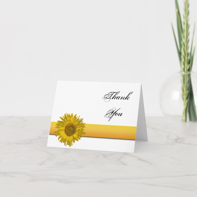 Gelbe Sonnenblume Streifen Vielen Dank Hinweis Dankeskarte (Vorderseite)