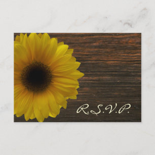 Gelbe Sonnenblume u. Barnwood Hochzeit im Herbst RSVP Karte