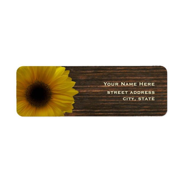 Gelbe Sonnenblume und Barnwood-Adressetikett (Vorne)