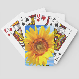Gelbe Sonnenblume und Bienen Spielkarten