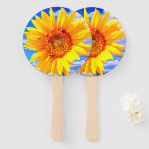 Gelbe Sonnenblume und Bienenhändeblume Fächer