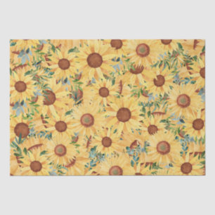 Gelbe Sonnenblume und Blätter   Seidenpapier