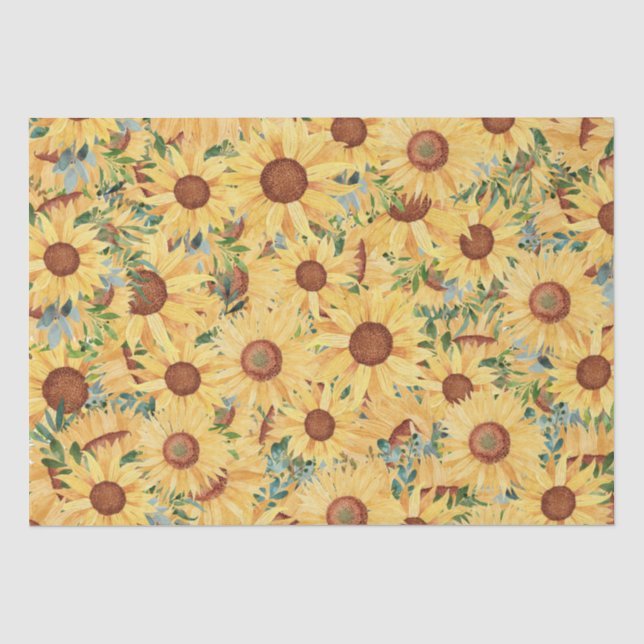 Gelbe Sonnenblume und Blätter   Seidenpapier (Vorderseite)