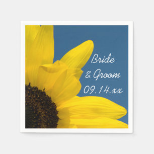 Gelbe Sonnenblume und Blaue Himmelsblume Hochzeit Serviette
