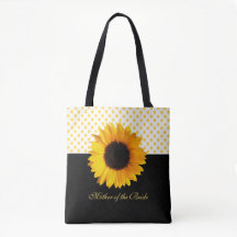 Gelbe Sonnenblume und Dots Tote Tasche