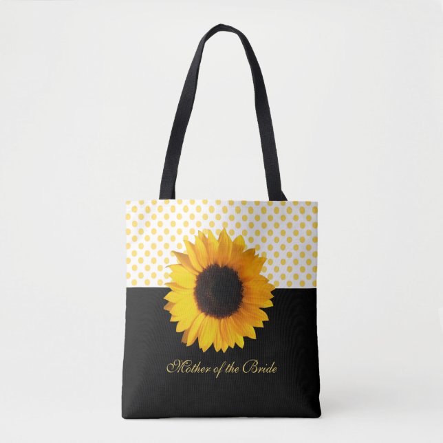 Gelbe Sonnenblume und Dots Tote Tasche (Vorderseite)