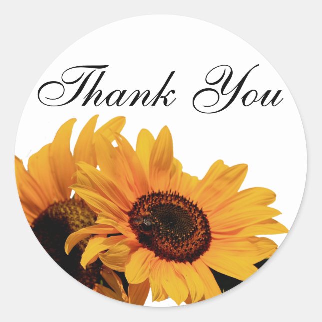 Gelbe Sonnenblume Vielen Dank Sticker Template (Vorderseite)