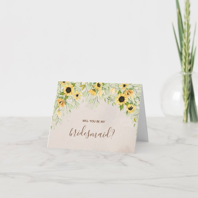 Gelbe Sonnenblume Wasserfarbe Seien Sie meine Über Einladung (Vorderseite)