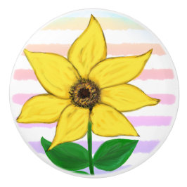Gelbe Sonnenblume Wasserfarbstreifen Keramikknauf
