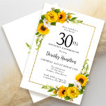 Gelbe Sonnenblume Weiße Daisy Blüte 30. Geburtstag Einladung<br><div class="desc">Hübsche gelbe Sonnenblumenblume, 30. Geburtstagskarte. Gelbe Pfannenbäume und weiße Molkereien vermischen sich mit den Sonnenblumen. Ein rechteckiger goldfarbener Rahmen verleiht ihm ein elegantes Ambiente. Sehr einfach zu anpassen. Dieser Rücken ist weiß mit einem Sonnenblumenstrauß. Das ist perfekt für ein Sommergeburtstag. Dieser Artikel ist Party der Kollektion Gelbe Sonnenblumen und Weißes...</div>