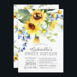 Gelbe Sonnenblumen, 16 . Geburtstag Party Einladung<br><div class="desc">Modern & Trendy 16 . Geburtstag Einladung mit schönen gelben Sonnenblumen und blühendem Blumenstrauß.  Stilvolle und schicke 16 . Geburtstag Party Einladung.</div>