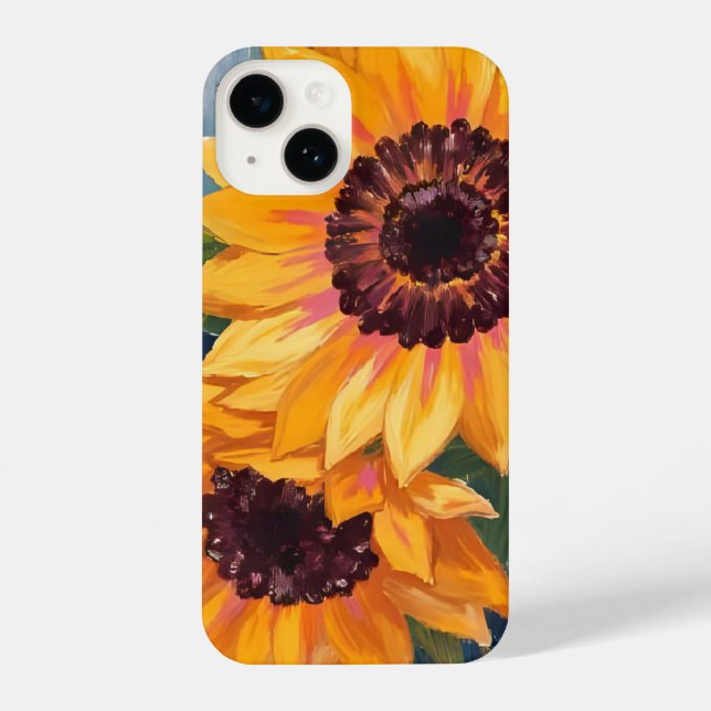 Gelbe Sonnenblumen | Aquarell-Blumenmalerei iPhone 14 Hülle (Rückseite)