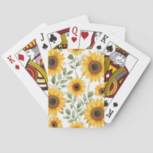 Gelbe Sonnenblumen Aquarell-Blumenmalerei Spielkarten