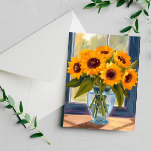 Gelbe Sonnenblumen Aquarell Blumenstrauß Karte