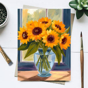 Gelbe Sonnenblumen Aquarell Blumenstrauß Postkarte