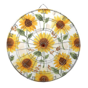 Gelbe Sonnenblumen Aquarell Floral Whimsical Dartscheibe