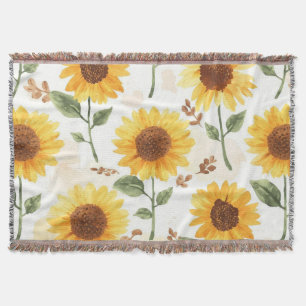 Gelbe Sonnenblumen Aquarell Floral Whimsical Decke