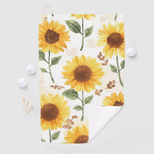 Gelbe Sonnenblumen Aquarell Floral Whimsical Golfhandtuch