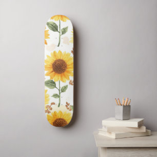 Gelbe Sonnenblumen Aquarell Floral Whimsical Skateboard