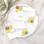 Gelbe Sonnenblumen Aquarellfarben Hochzeitsratgebe Tischnummer<br><div class="desc">Lassen Sie Ihre Gäste ihre Weisheitsworte mit dem frisch vermählten Paar mit den eleganten Yellow Sunflowers Watercolor Wedding Advice Cards teilen. Diese eleganten, individuell gestalteten, blumengeschmückten Hochzeitsratgeber verfügen über ein digital nahes Aquarellbild mit Blumenblättern, das an den Ecken mit weißem Hintergrund ist. Perfekte Inspiration für ein sommerliches Gartengarten Party Brautparty...</div>