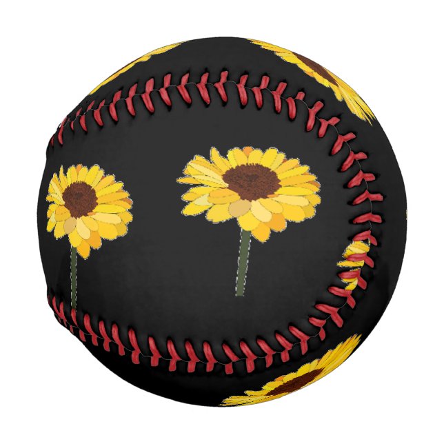 Gelbe Sonnenblumen auf schwarz Baseball (Vorne Rechts)