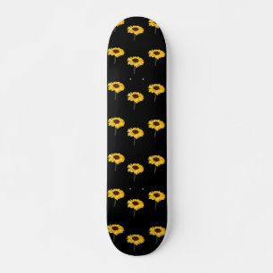 Gelbe Sonnenblumen auf schwarz Skateboard