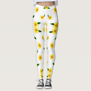 Gelbe Sonnenblumen auf weißem Hintergrund Leggings