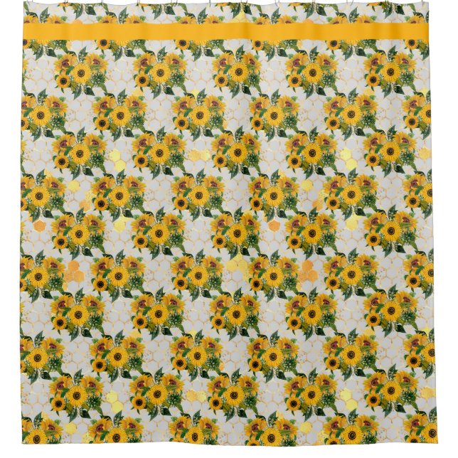 Gelbe Sonnenblumen Badezimmer Gelb-Braun Dusche Cu Duschvorhang (Vorderseite)