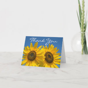 Gelbe Sonnenblumen Blaue Blumen Vielen Dank Dankeskarte