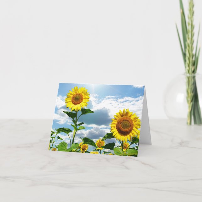 Gelbe Sonnenblumen Blume Denken Sie an Sie, Liebe Dankeskarte (Vorderseite)