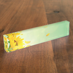 Gelbe Sonnenblumen Blume Frühling Blumen Schöne Namensplakette