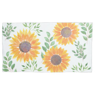 Gelbe Sonnenblumen-Blüten Kissenbezug