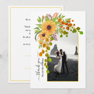 Gelbe Sonnenblumen, Bogen mit Foto-Hochzeit im Her Dankeskarte