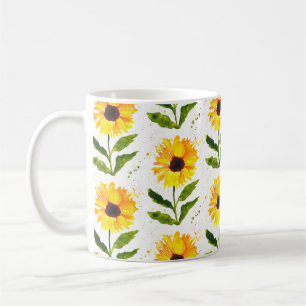 Gelbe Sonnenblumen Braun rustikale Blumenfarbe Kaffeetasse