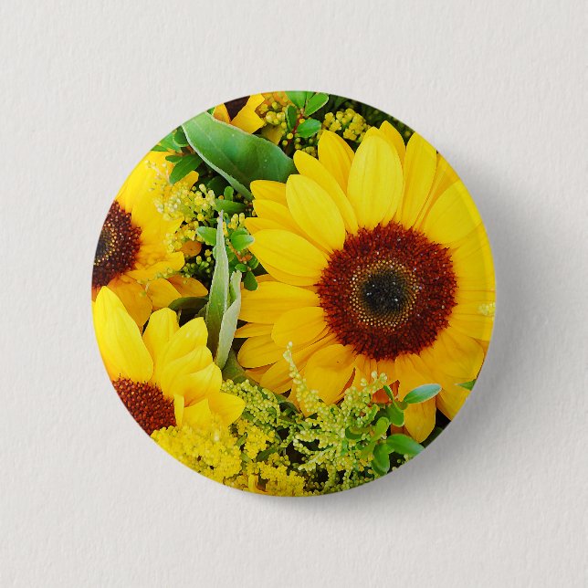 Gelbe Sonnenblumen Button (Vorderseite)