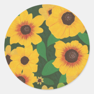 Gelbe Sonnenblumen Farbe auf Aufklebern Runder Aufkleber