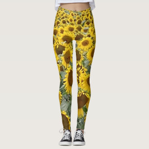 Gelbe Sonnenblumen FeldYogaübung Leggings